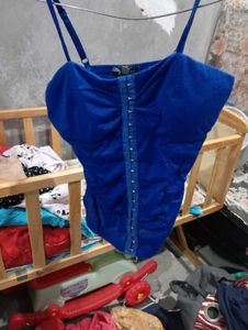 Royal Blue Ruched Corset Top