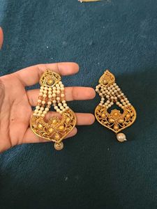 Elegant Pearl and Jhumka Earrings Set