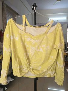 Yellow Tie-Dye Twist Front Top
