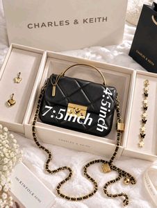 Charles &amp; Keith Pink Quilted Handbag Set PREMIUM Q