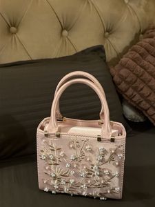 Zara Pink Embroidered Top Handle Bag