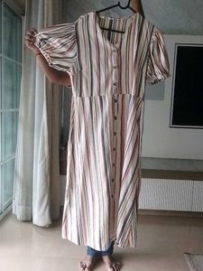 Striped Button-Down Midi Dress