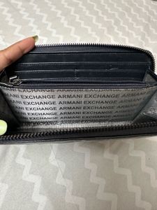 AX Glossy Embossed Logo Zip-Around Wallet