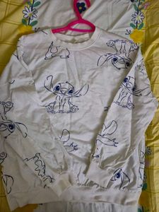 Cute Stitch Print Sweatshirt