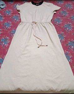 Cream Casual Midi Dress