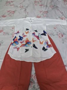 Butterfly Print White Tunic Top