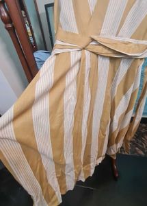 Beige striped linen dress by Mango 60%discount