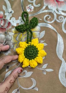 Handmade Crochet Sunflower Hair Clip