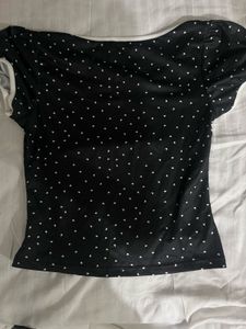 Cute Black Heart Print Top