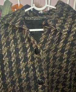Vintage Patterned Button-Down Coat