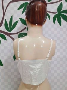 (456)Shein White Satin Bralette