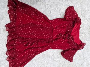 Chic Red Polka Dot Wrap Dress