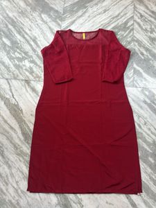 Elegant Red Lace Sleeve kurta