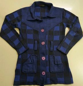 Stylish Blue Plaid Coat