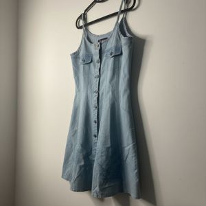 Light Wash Denim Button-Up Dress