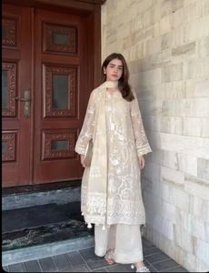 Elegant Cream Embroidered Kurta Set