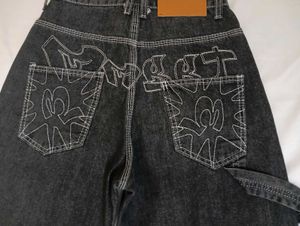Vintage charcoal grey wide-leg jeans