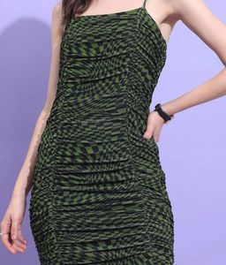 Geometric Printed RuchedBodycon Dress