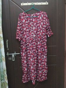 Women's Red Printed Cotton Kurta
