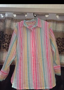 Pastel Striped Button-Up Shirt