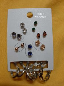 Cubic Zirconia Stud & Hoop Earring Set
