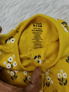 Cute Baby Girl Yellow Floral Romper &amp; Headband Set