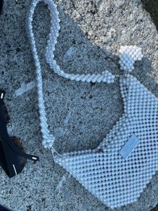 handcrafted white pearl bag size medium