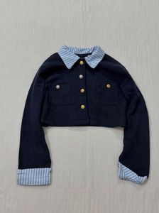 KOREAN PATCHWORK NAVY JACKET SET UP