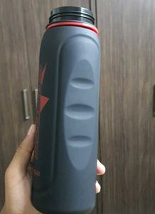 Black Sports Water Bottle with Red Accents