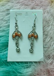 Brand new Elegant Drop Earrings with Orange Beads