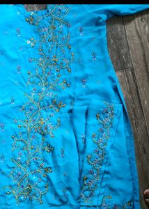 Elegant Teal Embroidered Kurta Set