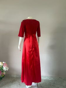 Elegant Red Velvet Evening Gown