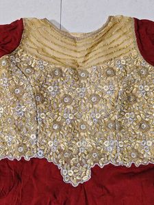 Elegant maroon &amp; Gold gown with dupatta