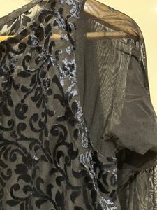 Elegant Black Lace &amp; Silver Ombre Maxi Dress