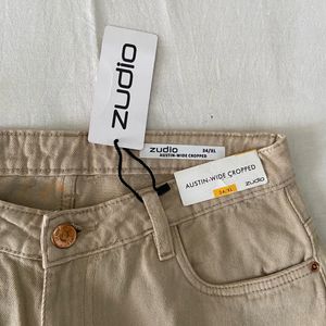 Zudio Beige Wide Cropped Pants