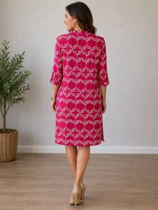Chic Pink Geometric Print Dress