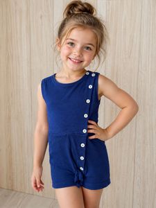 Cute Blue Romper with Buttons
