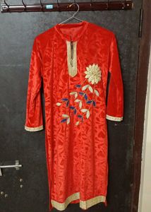 Elegant Red Velvet Kurta