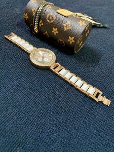Elegant White Gold Watch with Crystal Accents