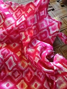 Pink Patterned Tie-Waist Top