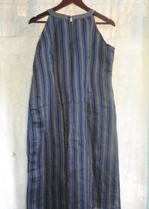 Blue Vertical Stripped Long Kurta Nice Neckline
