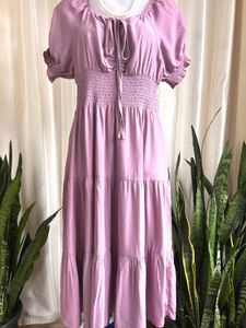 Imported  Tiered Midi Dress