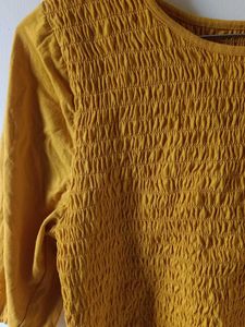 Zudio Mustard Smocked Top