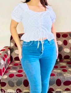Price reduced White Floral embroidery Crop Top