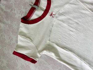 White &amp; Red Trimmed T-Shirt