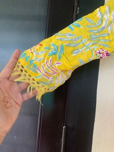 yellow casual cotton kurti