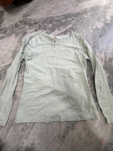 Light Green Striped Long Sleeve Top