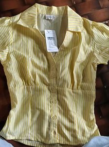 Chic Yellow Puff Sleeve Blouse