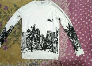 White Graphic Print Long Sleeve T-Shirt