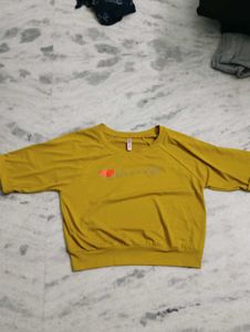 Yellow Graphic Print baggy  Sweatshirt